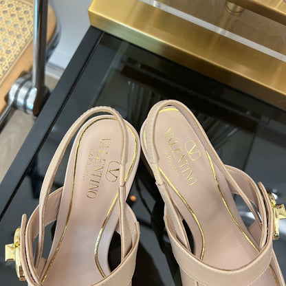 MARY-JANE VLOGO LOCKER SLINGBACK PUMPS BEIGE TAN SHEEPSKIN 60 MM