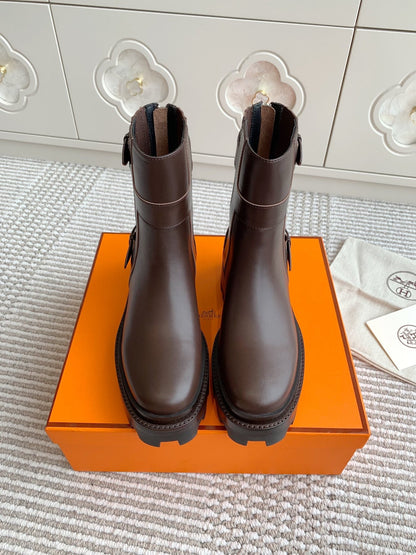 JAIME ANKLE BOOT IN CHOCOLATE BROWN CALFSKIN