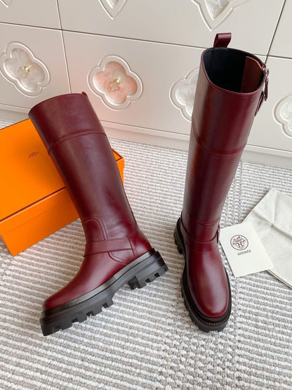 JAIME BOOT IN BURGUNDY RED CALFSKIN