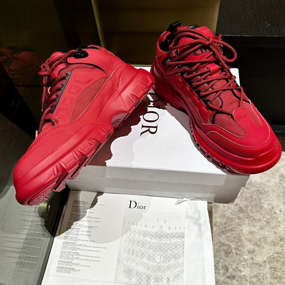 C'EST SNEAKER IN RUBY RED CALFSKIN AND BREATHABLE MESH