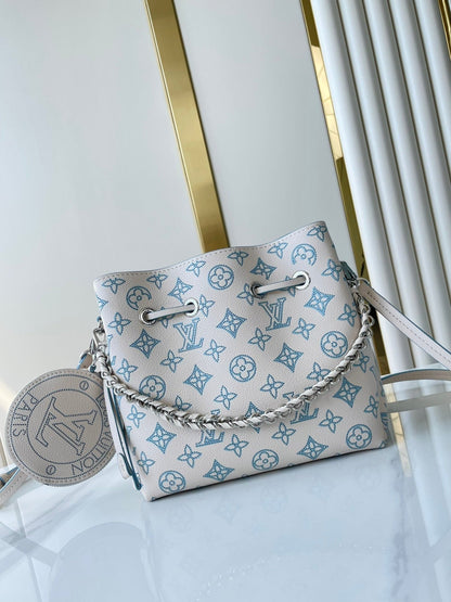 BELLA 22 IN WHITE PERFORATED CALFSKIN SILVER HARDWARE