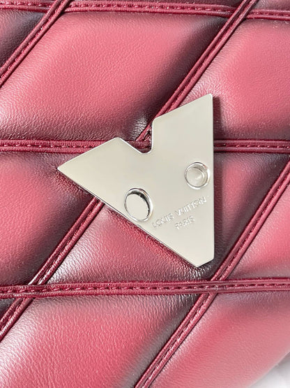 GO-14 PM 20 IN BORDEAUX RED QUILTED LAMBSKIN GOLD HARDWARE