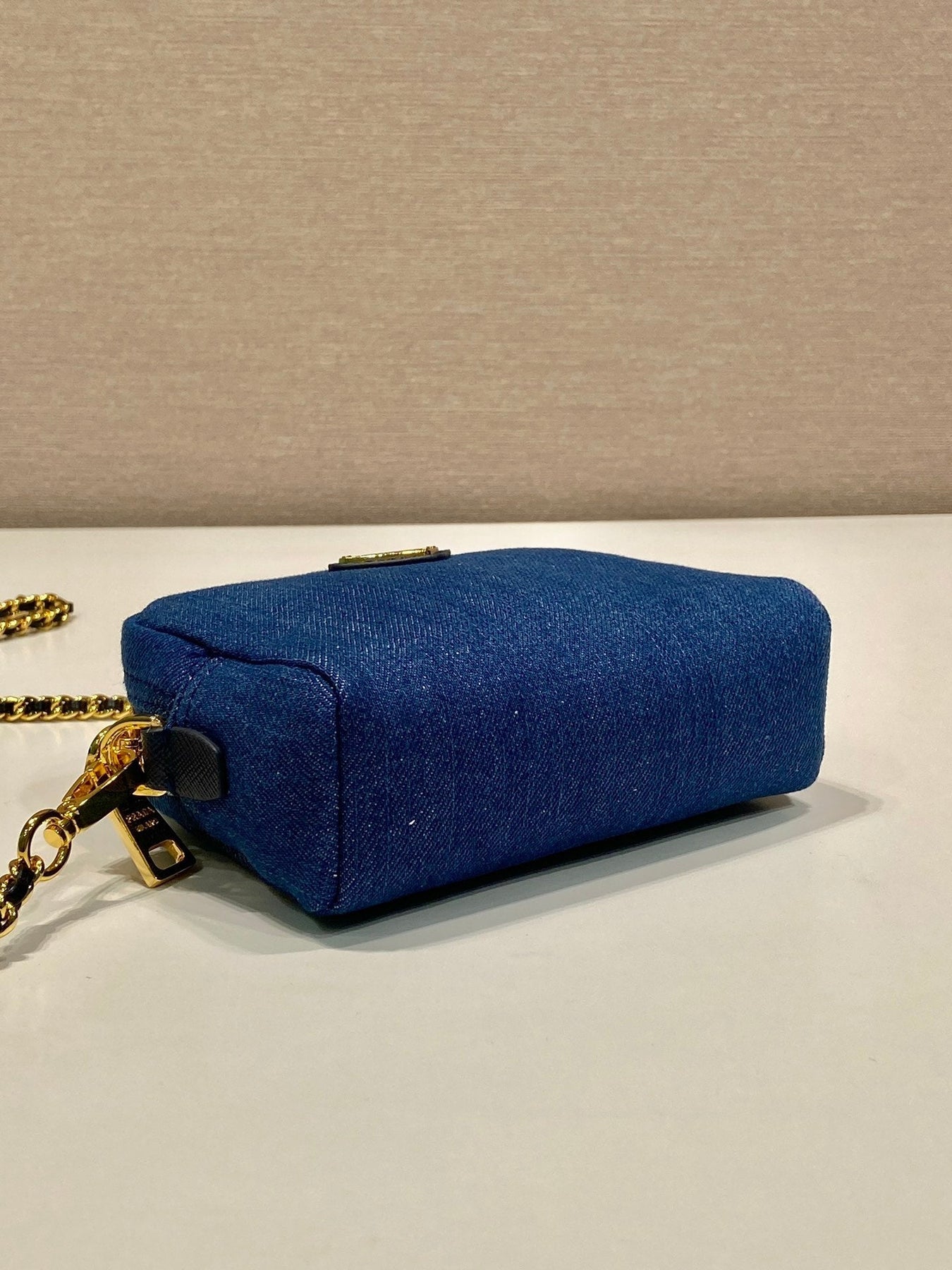 MINI BAG 14 IN AZURE BLUE DENIM GOLD HARDWARE