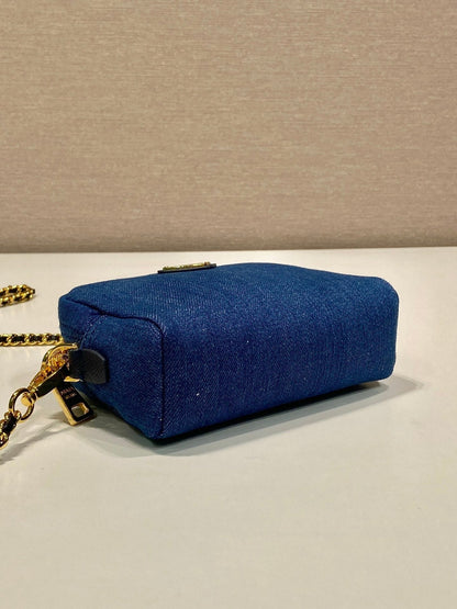 MINI BAG 14 IN AZURE BLUE DENIM GOLD HARDWARE