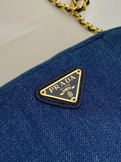 MINI BAG 14 IN AZURE BLUE DENIM GOLD HARDWARE