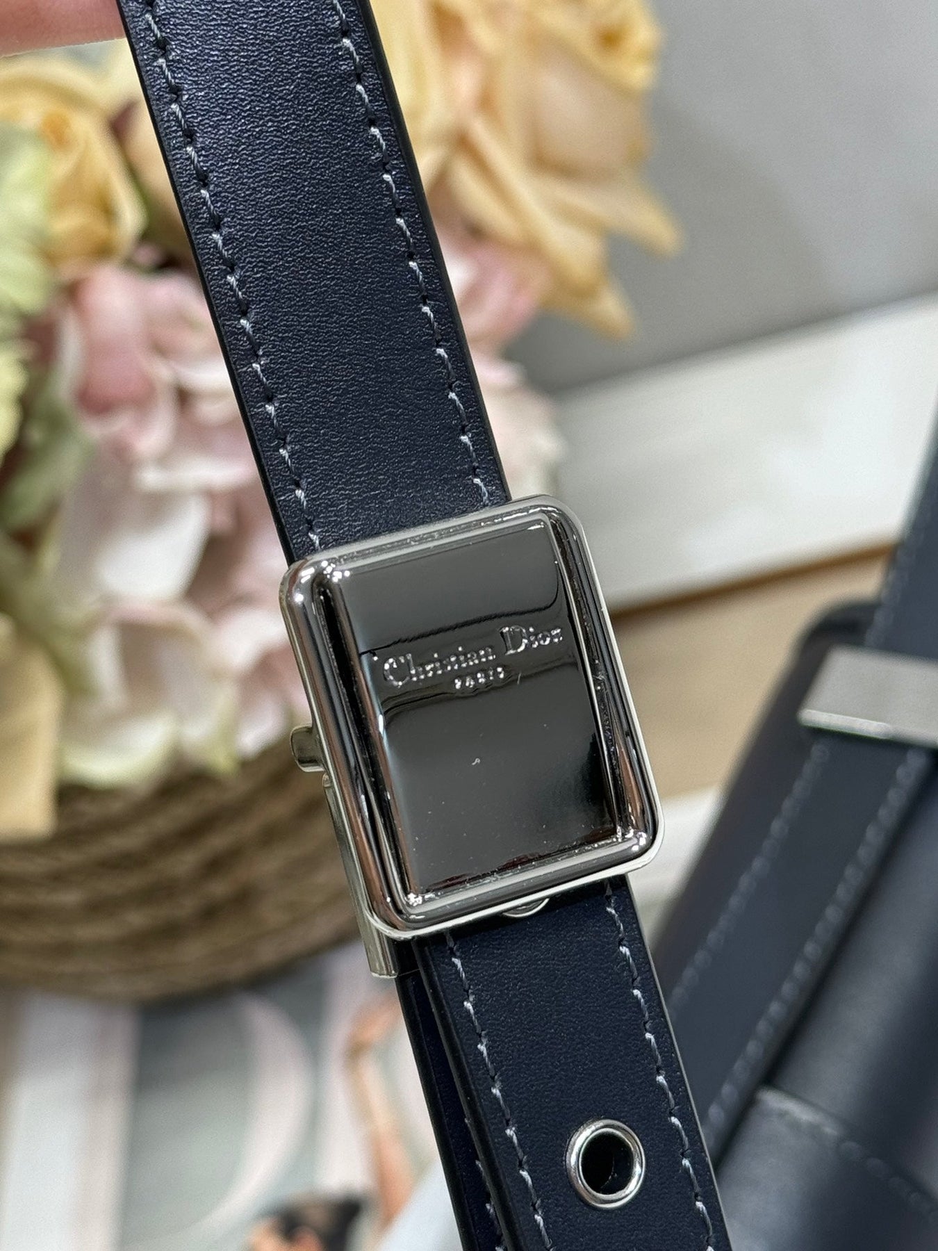 MONTAIGNE EAST-WEST BAG 24 IN BLACK LAMBSKIN AND MONOGRAM OBLIQUE JACQUARD