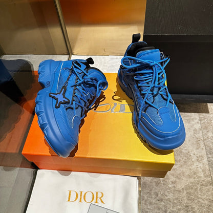 C'EST SNEAKER IN COBALT BLUE CALFSKIN AND BREATHABLE MESH