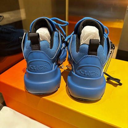 C'EST SNEAKER IN COBALT BLUE CALFSKIN AND BREATHABLE MESH