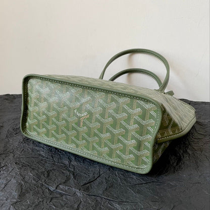 ANJOU MINI BAG 20 IN WOODLAND GREEN GOYARDINE CANVAS AND CALFSKIN