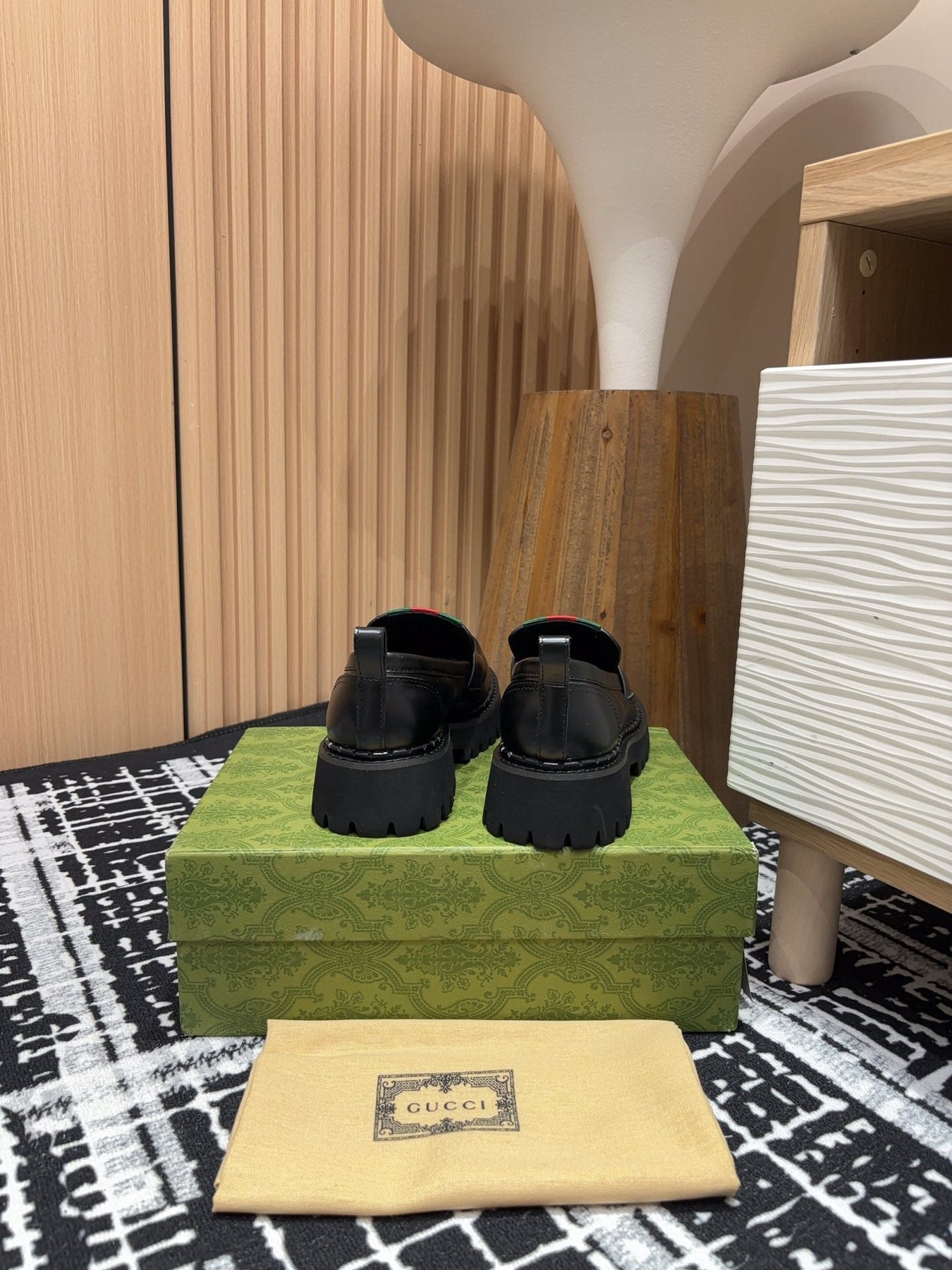 GG LOAFER WITH WEB IN BLACK CALFSKIN