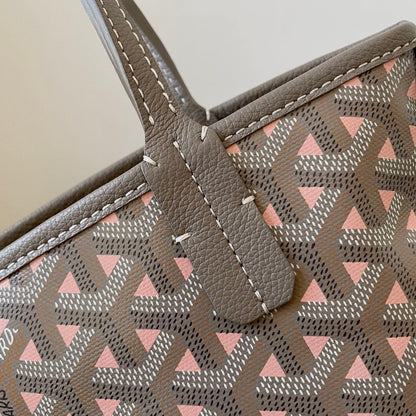 ANJOU MINI BAG 20 IN GREY MIX PINK GOYARDINE CANVAS AND CALFSKIN