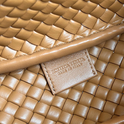 COBBLE TOP HANDLE BAG 23 IN BRONZE BROWN LAMBSKIN