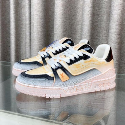 LV TRAINER SNEAKERS IN LIGHT ORANGE OMBRE MIX COLORFUL CALFSKIN