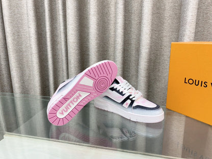 LV TRAINER SNEAKERS IN LIGHT PINK OMBRE MIX COLORFUL CALFSKIN