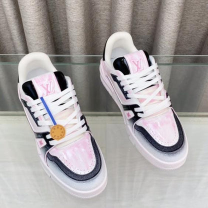 LV TRAINER SNEAKERS IN LIGHT PINK OMBRE MIX COLORFUL CALFSKIN