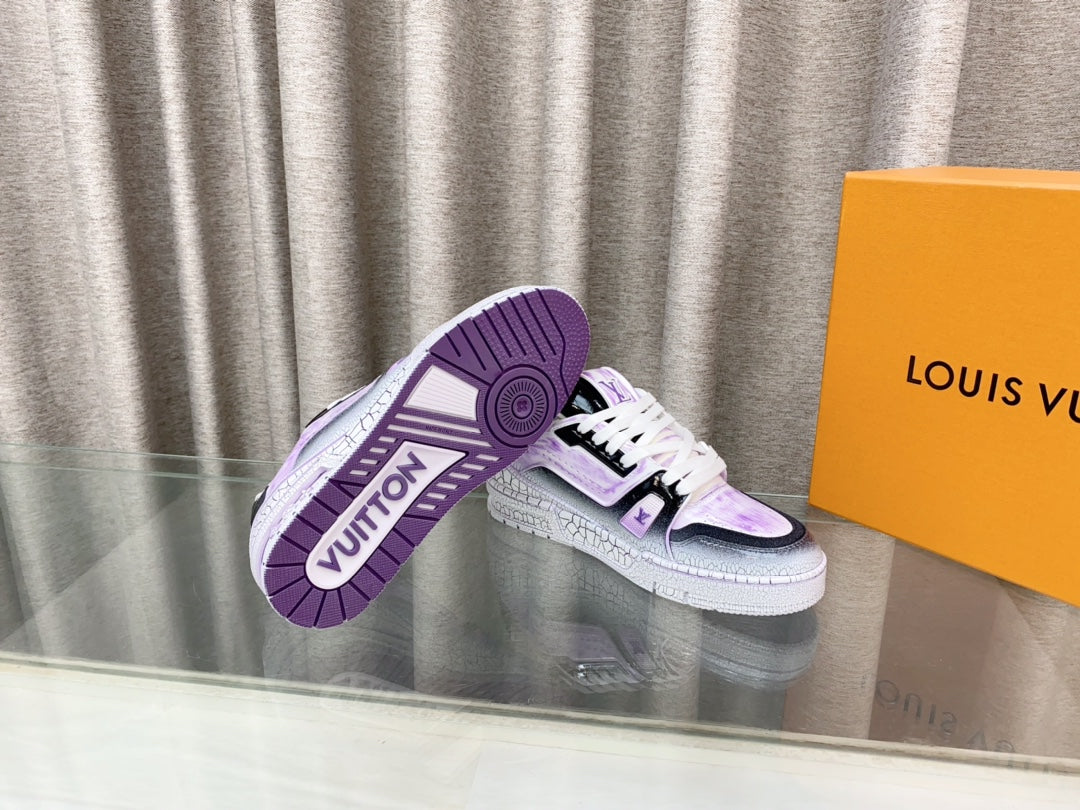 LV TRAINER SNEAKERS IN LIGHT PURPLE OMBRE MIX COLORFUL CALFSKIN