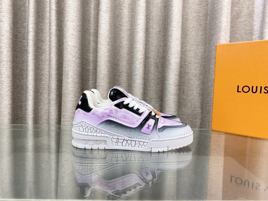 LV TRAINER SNEAKERS IN LIGHT PURPLE OMBRE MIX COLORFUL CALFSKIN