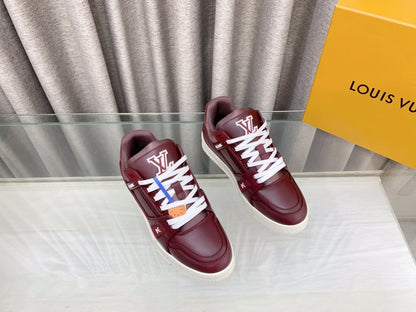 LV MAXI TRAINER IN GARNET RED CALFSKIN