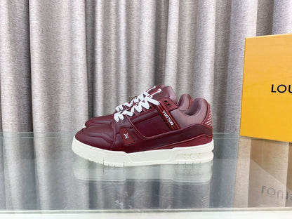 LV MAXI TRAINER IN GARNET RED CALFSKIN