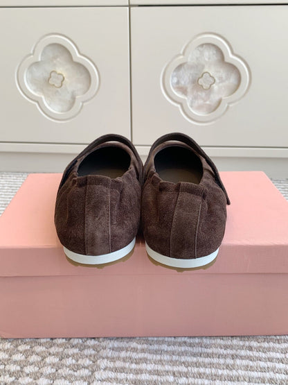 MARY JANE FLATS IN CHOCOLATE SUEDE