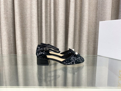 PEARL MARY JANE PUMP IN BLACK MIX WHITE TWEED 30 MM