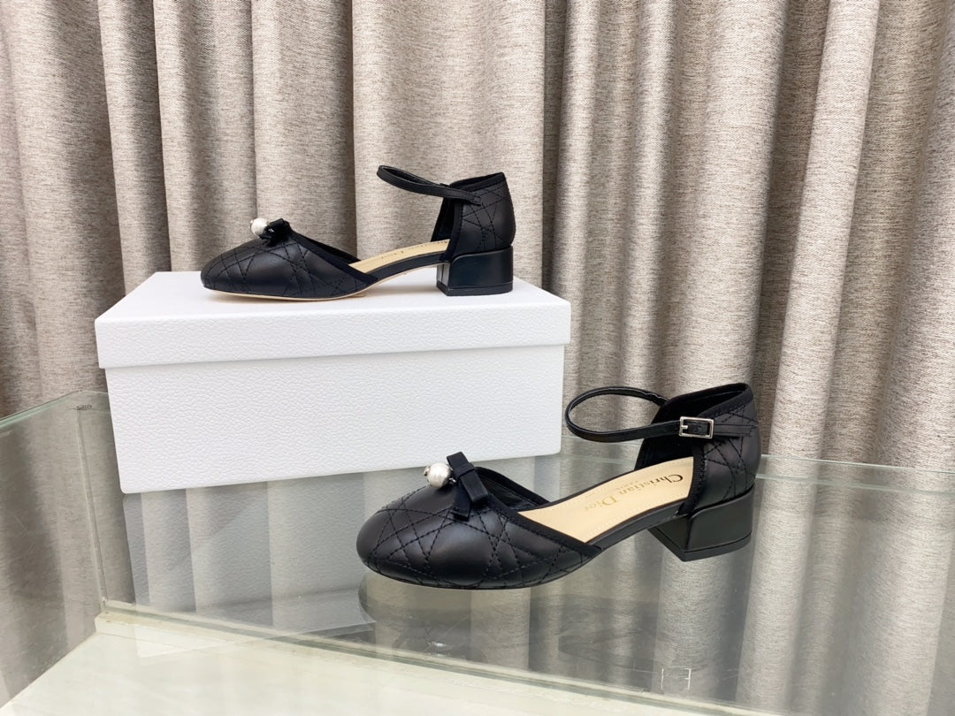 PEARL MARY JANE PUMP IN BLACK LAMBSKIN 30 MM