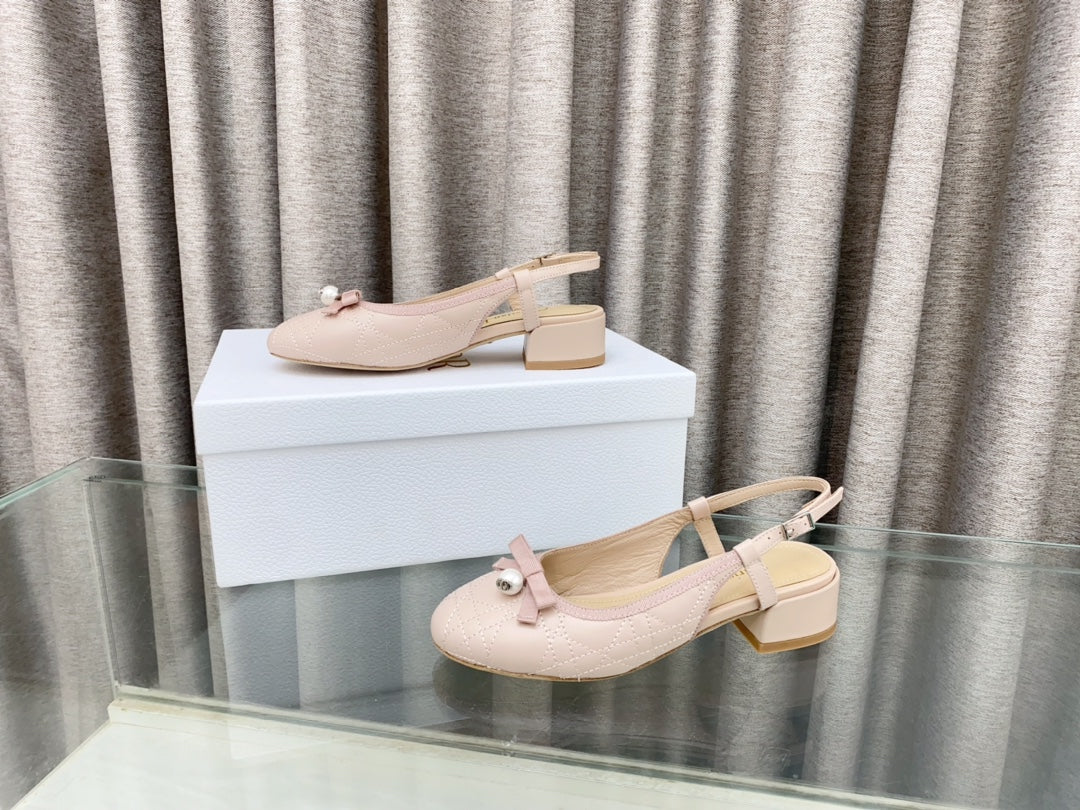 PEARL MARY JANE SLINGBACKS IN LIGHT PINK LAMBSKIN 30 MM