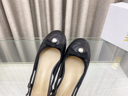 PEARL MARY JANE SLINGBACKS IN BLACK LAMBSKIN 30 MM
