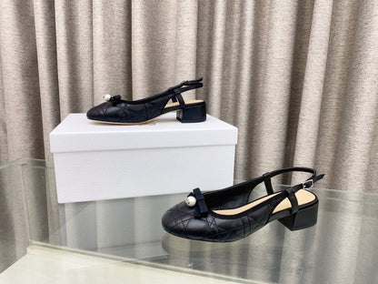 PEARL MARY JANE SLINGBACKS IN BLACK LAMBSKIN 30 MM