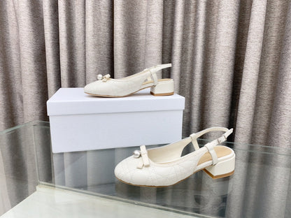 PEARL MARY JANE SLINGBACKS IN WHITE LAMBSKIN 30 MM
