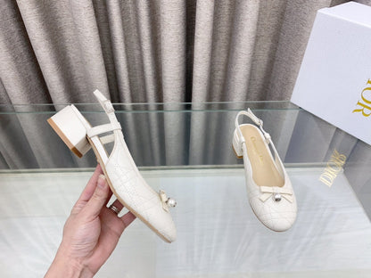 PEARL MARY JANE SLINGBACKS IN WHITE LAMBSKIN 30 MM