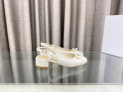 PEARL MARY JANE SLINGBACKS IN WHITE LAMBSKIN 30 MM