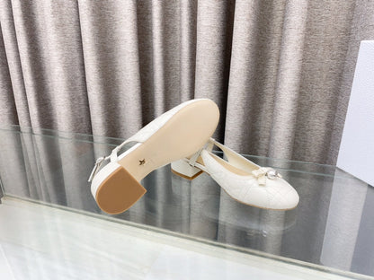 PEARL MARY JANE SLINGBACKS IN WHITE LAMBSKIN 30 MM