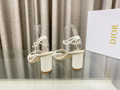 DWAY HIGH HEEL EMBROIDERED SANDAL WHITE CALFSKIN 75 MM