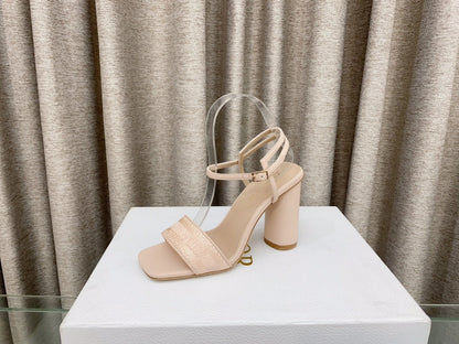 DWAY HIGH HEEL EMBROIDERED SANDAL LIGHT PINK CALFSKIN 95 MM