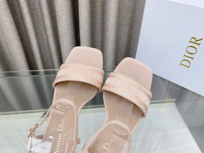 DWAY HIGH HEEL EMBROIDERED SANDAL LIGHT PINK CALFSKIN 95 MM