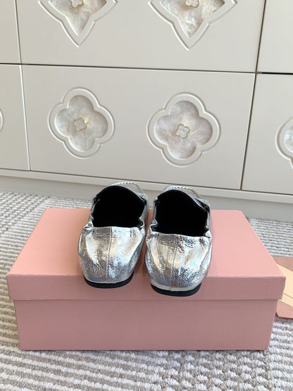 NAPPA LOAFERS IN SILVER METALLIC LAMBSKIN