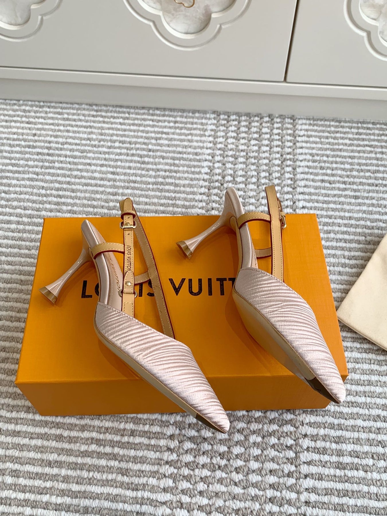 BLOSSOM SLINGBACKS 75 MM IN LIGHT PINK IMPORTED STRIPED SILK SATIN