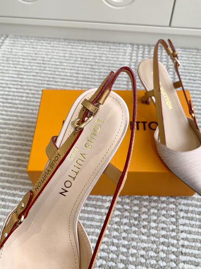 BLOSSOM SLINGBACKS 75 MM IN LIGHT PINK IMPORTED STRIPED SILK SATIN