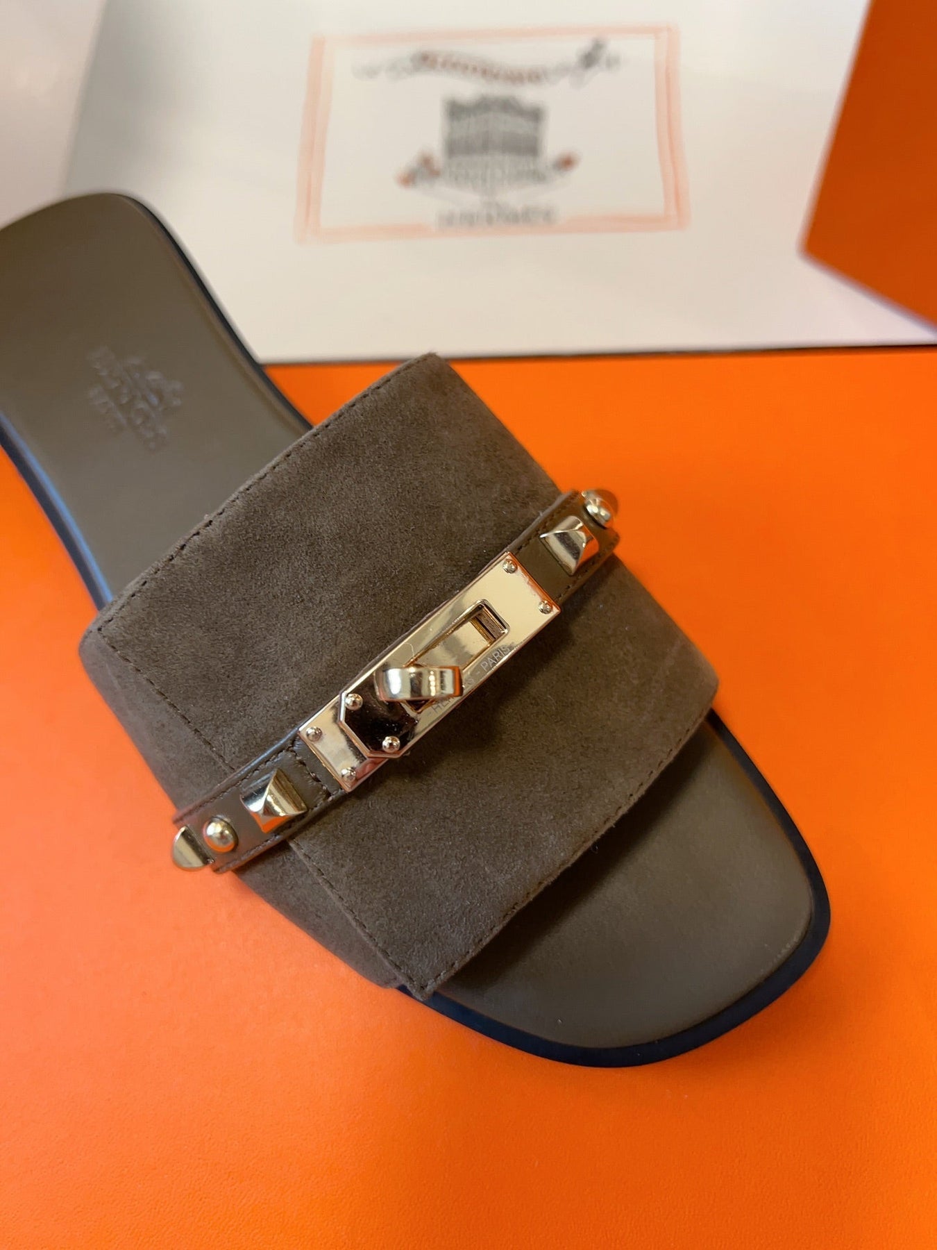 GIULIA FLAT SANDAL IN MOCHA BROWN SUEDE