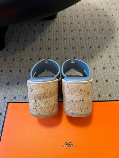 EZE SANDAL PLATFORM 85 MM IN TEAL BLUE SUEDE