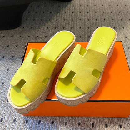 EZE SANDAL 85 MM IN NEON YELLOW CALFSKIN