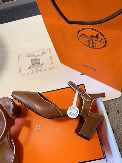 KLEO HIGH SLINGBACK IN BRONZE BROWN CALFSKIN