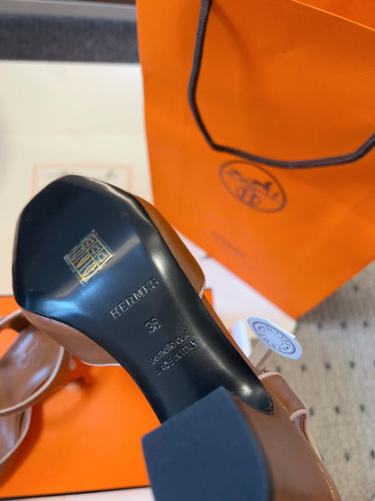 KLEO HIGH SLINGBACK IN BRONZE BROWN CALFSKIN