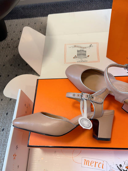 KLEO HIGH SLINGBACK IN CREPE PINK CALFSKIN