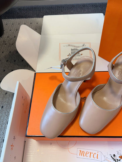 KLEO HIGH SLINGBACK IN CREPE PINK CALFSKIN