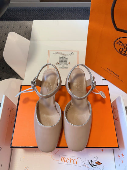 KLEO HIGH SLINGBACK IN CREPE PINK CALFSKIN