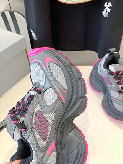 DAD SHOES IN GRAY MIX PINK MESH AND CALFSKIN