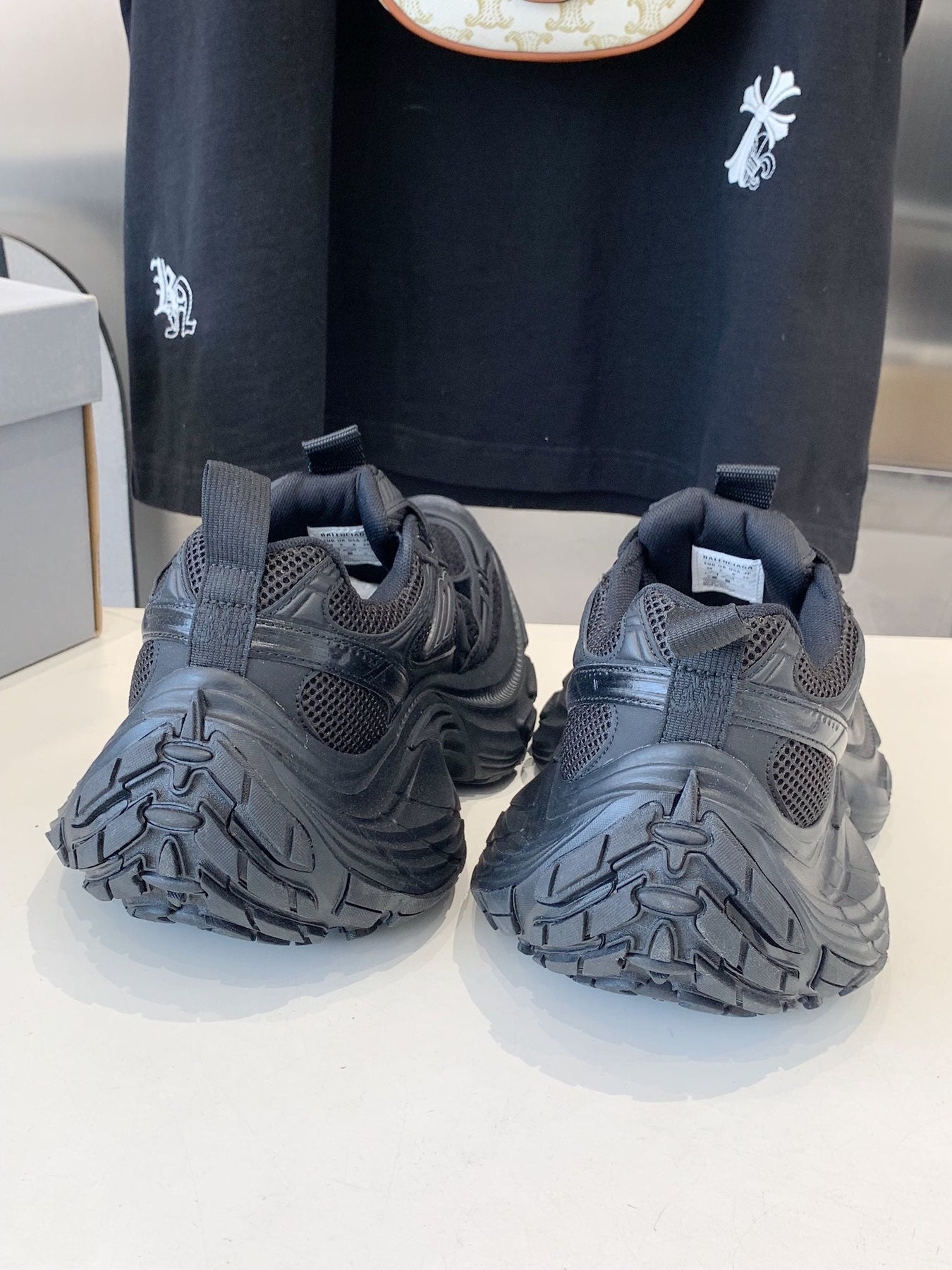 DAD SHOES IN BLACK MESH AND CALFSKIN