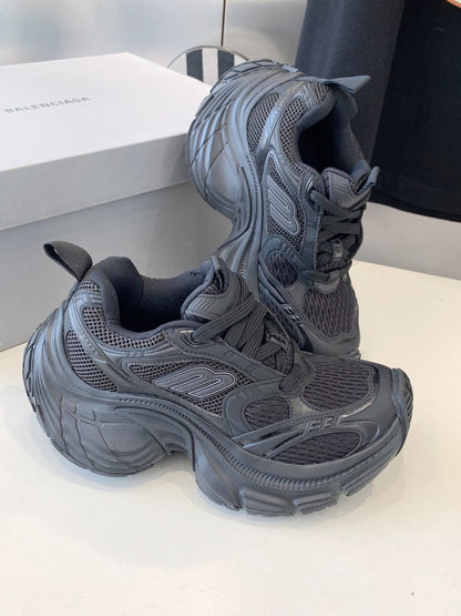 DAD SHOES IN BLACK MESH AND CALFSKIN